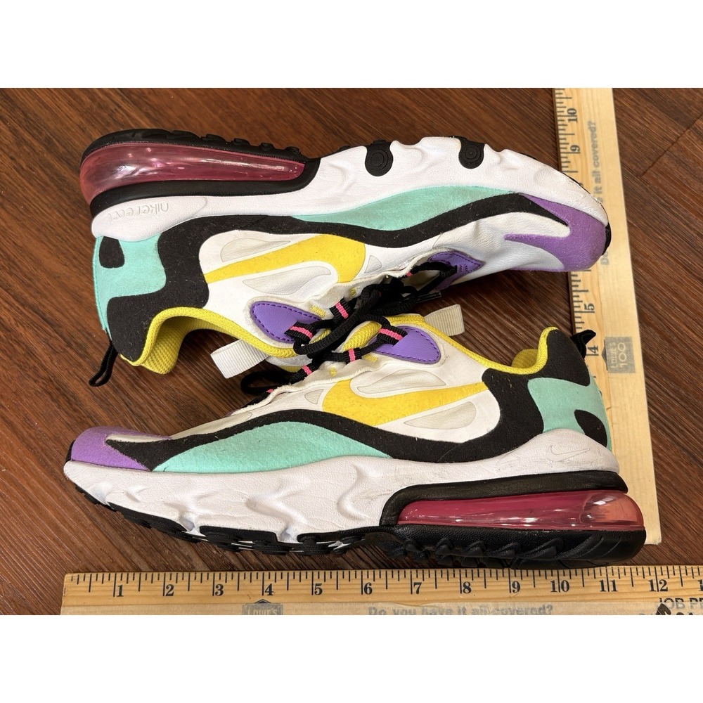 Nike Air Max 270 React (GS) Girl's Size 6Y Running Shoes Bright Violet White - Picture 11 of 12